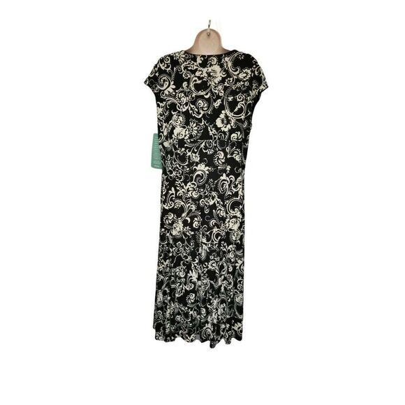 JONES WEAR V-Neck Multicolor Color Black/ Ivory Casual-Business Dress Size 16 - Picture 2 of 3